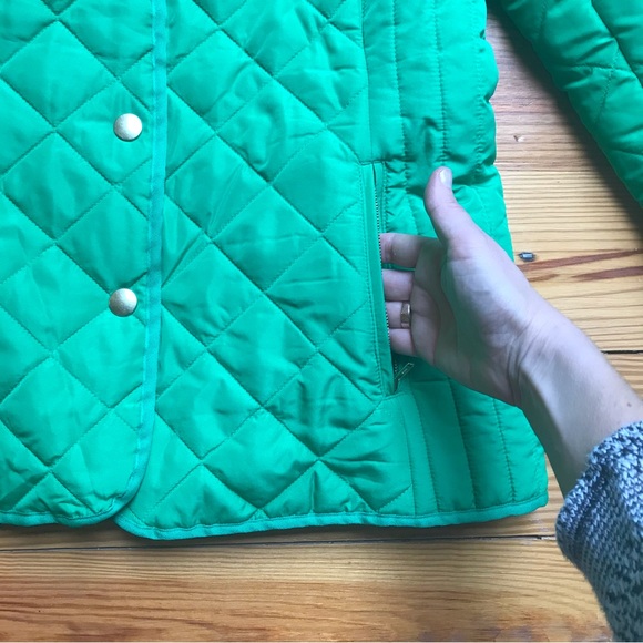 Crown & Ivy Kelly Green and Navy Quilted Jacket, EUC, M - Picture 4 of 15